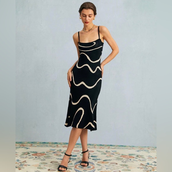 NWT The Black Wave Mermaid Hem Knit Midi Dress - Picture 4 of 9